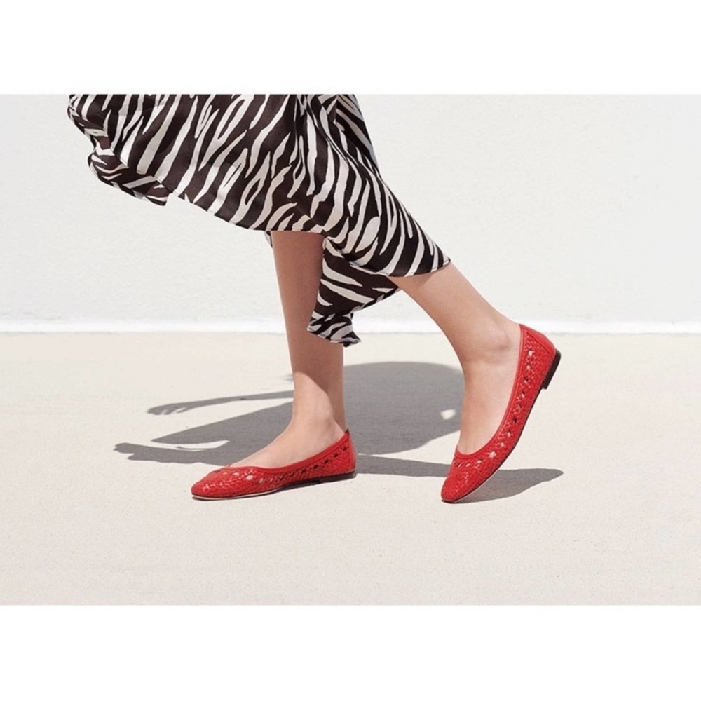 Randall Loeffler Maura Red Woven Leather Ballet Flats Sz 6